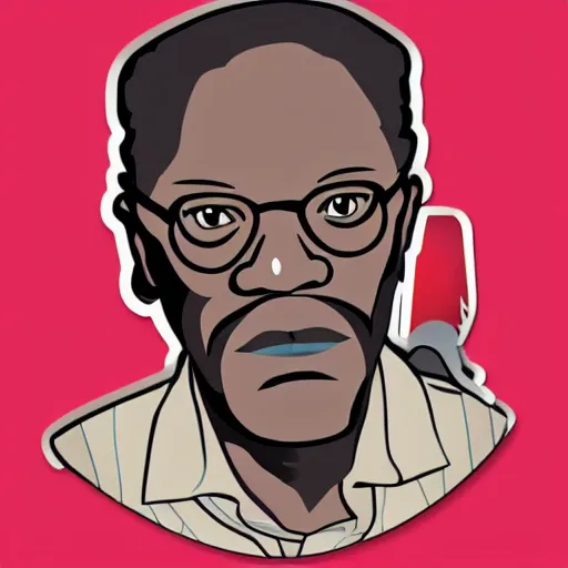 Prompt: a nice vector sticker of samuel l jackson