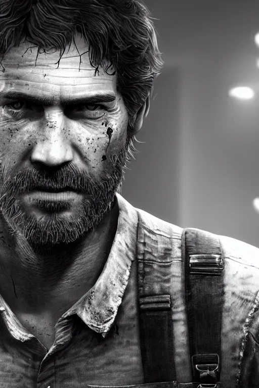 Image similar to ultra realistic facial portrait of joel from the last of us part 2, digital art, character portrait, highly detailed, trending on artstation, lens flare, atmosphere, hyper realistic, cinematic lightning, sharp focus, unreal engine 5, extreme details perfect face, pretty face, fine - face, illustration, 8 k, ultra texture, masterpiece