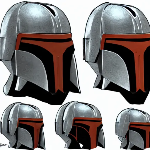 Image similar to Rejected the mandalorian helmet designs, product lighting