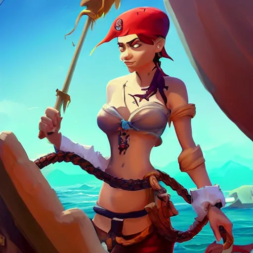 Image similar to jack the pirate mermaid on sea of thieves game avatar hero, behance hd by jesper ejsing, by rhads, makoto shinkai and lois van baarle, ilya kuvshinov, rossdraws global illumination