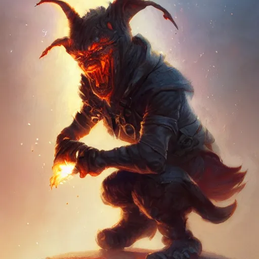 Image similar to a goblin pyromancer, by justin gerard and greg rutkowski, digital art, realistic painting, fantasy, character design, trending on artstation