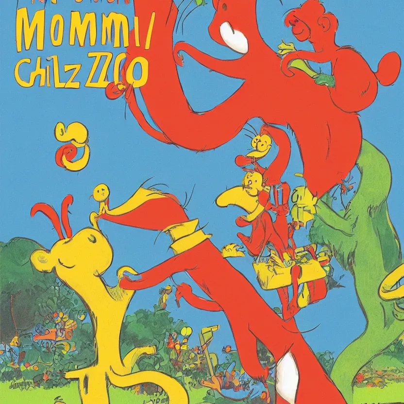 Image similar to small child swung between a mommy and a daddy at a zoo, by Dr. Seuss and Don Freeman, illustration, warm colors, award winning