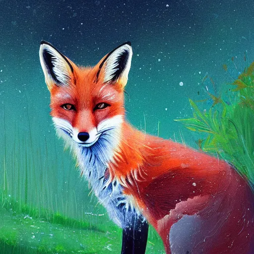 Prompt: a portrait of a fox in a scenic environment by alena aenami