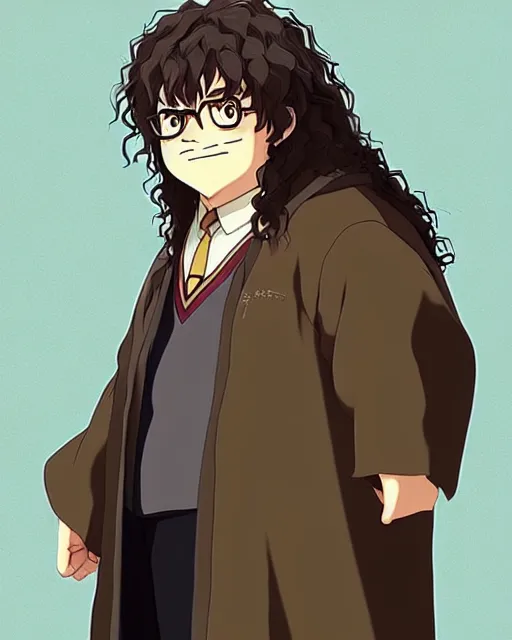 Image similar to Hagrid in cute anime style, Harry Potter movie style, detailed realistic beautiful, smooth, artistic, high quality, in style of Ghibli, artstation, CGI