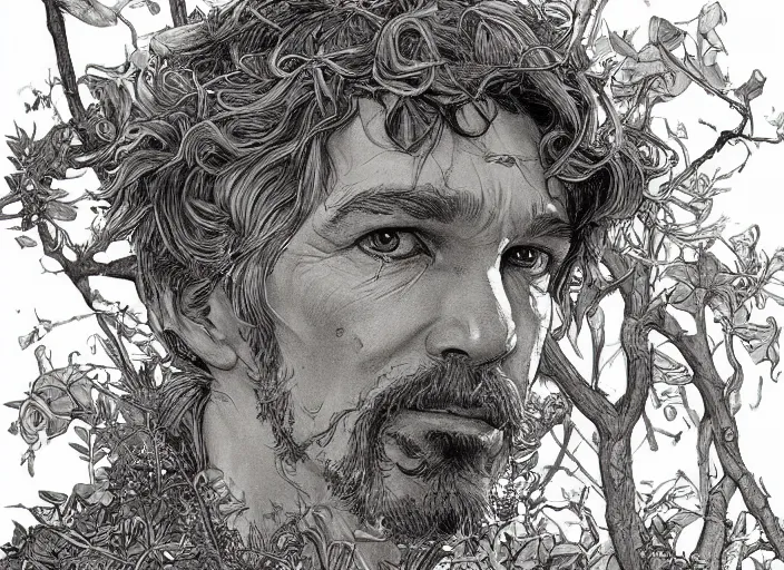 Image similar to a highly detailed overgrown nature portrait of stephen strange, james gurney, james jean