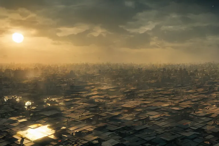 Image similar to the most amazing dream you ever had about indonesian city with 2 suns in the clody sky, hyper realistic, ambient lighting, concept art, intricate, hyper detailed, smooth, dynamic volumetric lighting, octane, cinematic