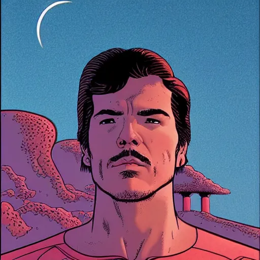 Image similar to josh hartnett retro minimalist portrait moebius starwatcher comic by jean giraud, 8 k