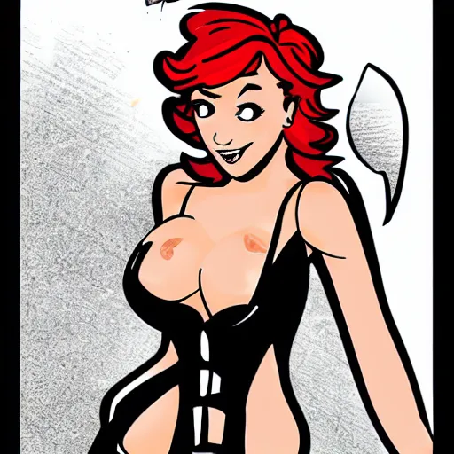 Image similar to flirty redhead, comic style,