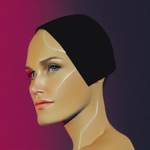 Image similar to portrait of bar refaeli with a half robotic face, digital art