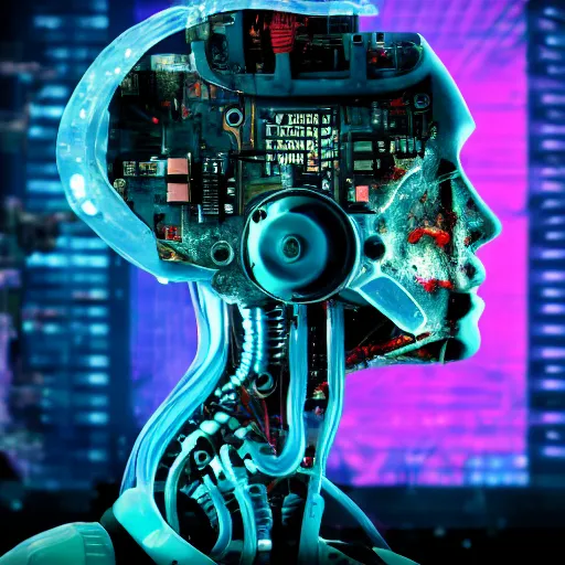 Image similar to Beautiful Photo of Arduino Uno in the robot's head. Cyberpunk. splatterpunk. 4K