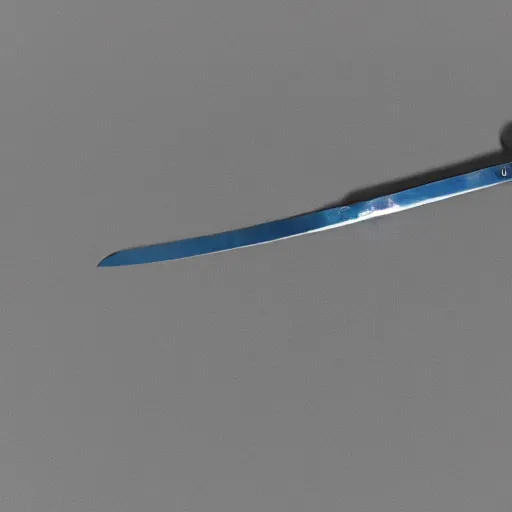 Prompt: bluestone flamberge, a huge two-handed sword with a wavy blade and large cross guard. It has a faint blue sheen, and radiates a sense of unease. 3d render