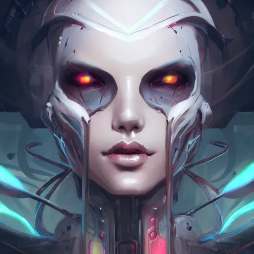 Image similar to portrait of a beautiful cybernetic vampiress, cyberpunk concept art by pete mohrbacher and artgerm and wlop and greg rutkowski and deathburger, digital art, highly detailed, intricate, sci-fi, sharp focus, Trending on Artstation HQ, deviantart, unreal engine 5, 4K UHD image