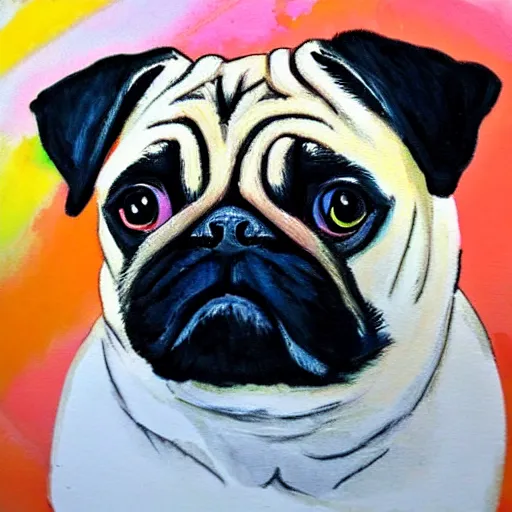 Prompt: A cute pug painted by Matisse