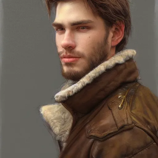 Prompt: Swedish 22 year old male with messy light brown hair and face stubble portrait art by Donato Giancola and Bayard Wu, digital art, trending on artstation, 4k