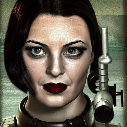 Prompt: simona sbaffi as a dieselpunk submarine captain, portrait, photography by anna fischer