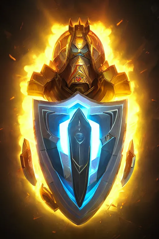 Image similar to shield fantasy epic legends game icon stylized digital illustration radiating a glowing aura global illumination ray tracing hdr fanart arstation by ian pesty and katarzyna da „ bek - chmiel