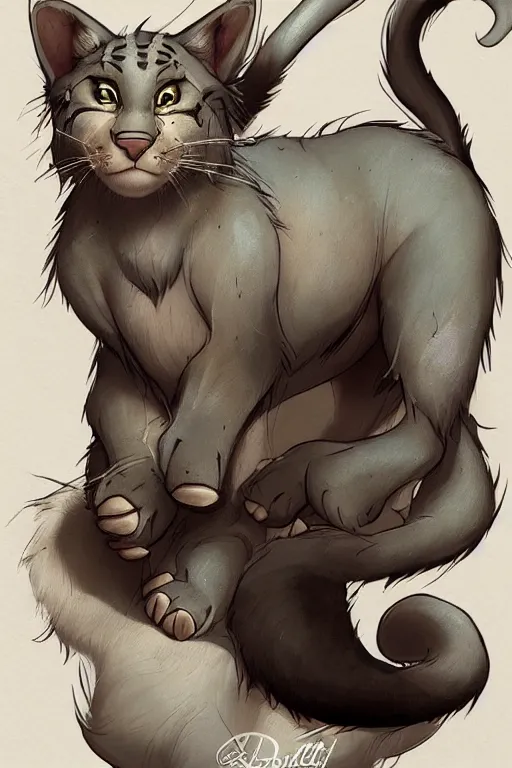 Prompt: a sabertoothed cat furry, female, by don bluth and j. scott campbell, full color digital painting, many small details, artstation trending, artgerm, deviantart featured