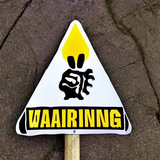 Prompt: warning sign for wild socks