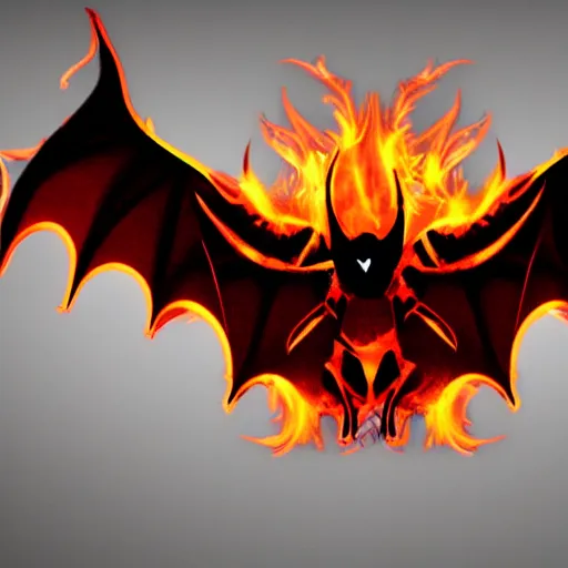 Image similar to Full flaming demon bat wings on black background