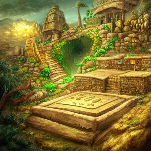 Prompt: a leprechaun discovering a lost city made of gold, digital art, trending on artstation, hdr, super detailed