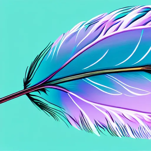 Prompt: a feather with painting on it with a pastel aesthetic, studio ghibli, character design, fantasy, 8 k resolution