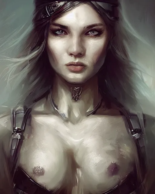 Image similar to A beautiful female warrior by WLOP