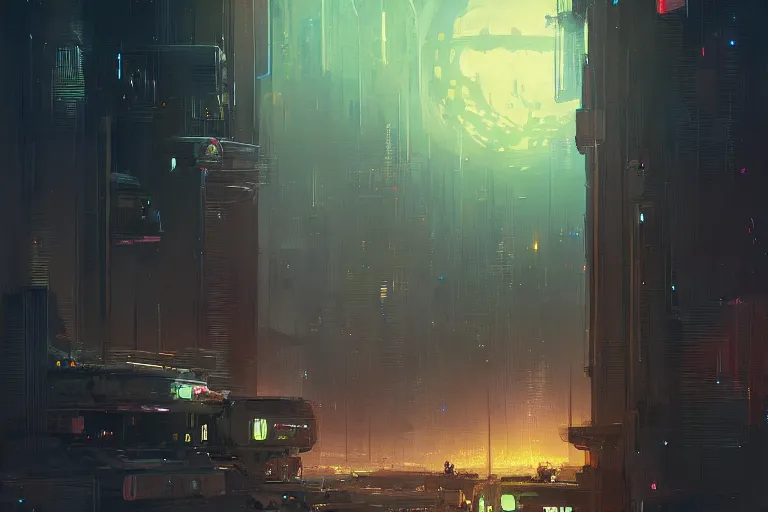 Prompt: a scifi illustration, Night City on Coruscant by ismail inceoglu