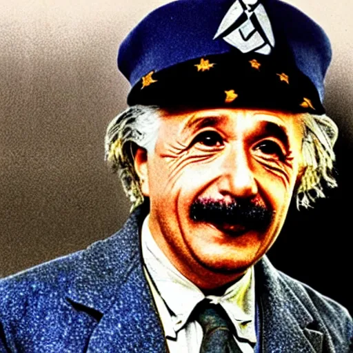 Prompt: Einstein as modern navy soldier, bright colors, film still