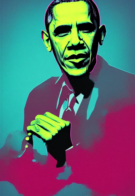 Prompt: Obama Hulk by Beeple with Andy Warhol influence