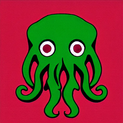 Image similar to a cute cthulhu icon drawn in the style of rockwell kent