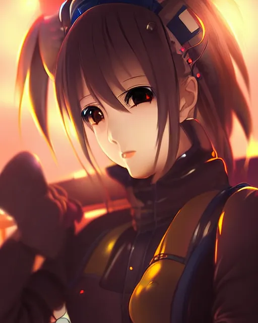 Image similar to portrait of anime girl in mechanic armor in night tokyo by makoto sinkai, perfect face, fine details