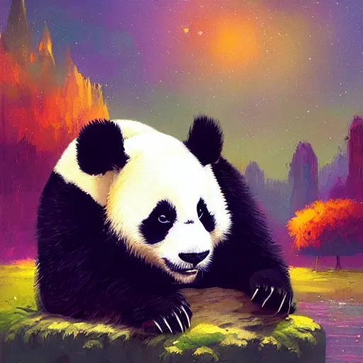 Prompt: a panda, by anato finnstark, by alena aenami, by john harris, by ross tran, by wlop, by andreas rocha