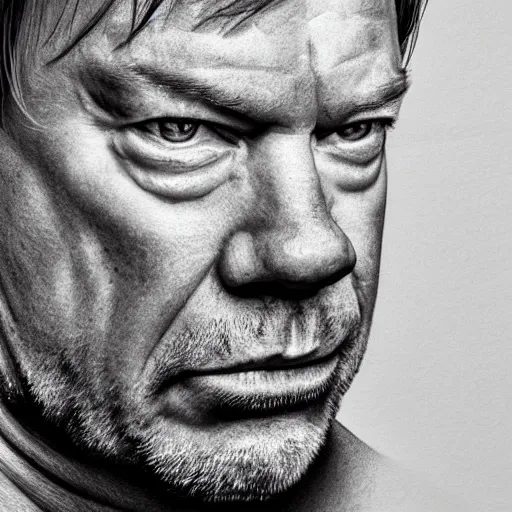 Prompt: Ian beale with the physique of a body builder, hyper realistic face, ultra detailed, cinematic, dynamic lighting, photorealistic, refined, intricate, digital art, digital painting, masterpiece, 8k