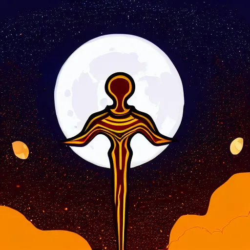 Prompt: Ankh shining in front of the glowing moon, vector art, 4k