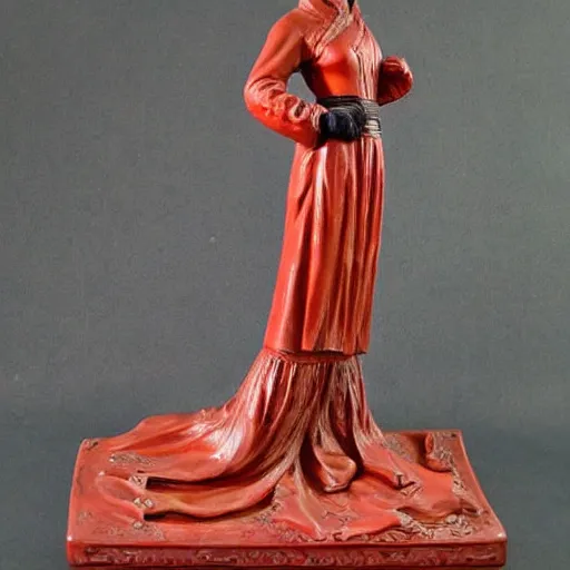 Image similar to museum girl statue monument made from chinese porcelain brush face hand painted with iron red dragons full - length very very detailed by rutkowski