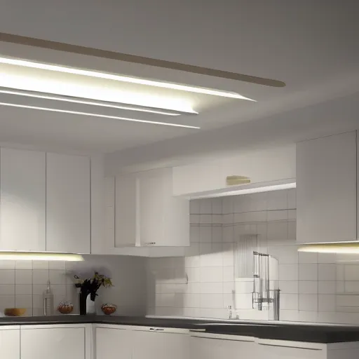 Image similar to under cabinet led strip lighting in a kitchen, close up, realistic, better homes and gardens, 4k, award winning,