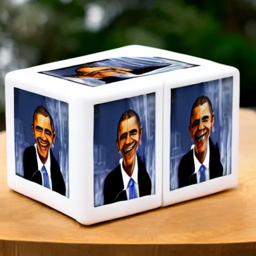 Image similar to obama cube, a cube with all four sides depicting a picture of barack obama