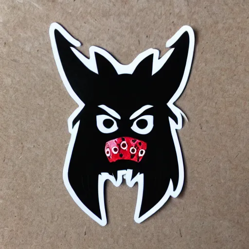 Image similar to die cut sticker, princess mononoke mask, splatter paint