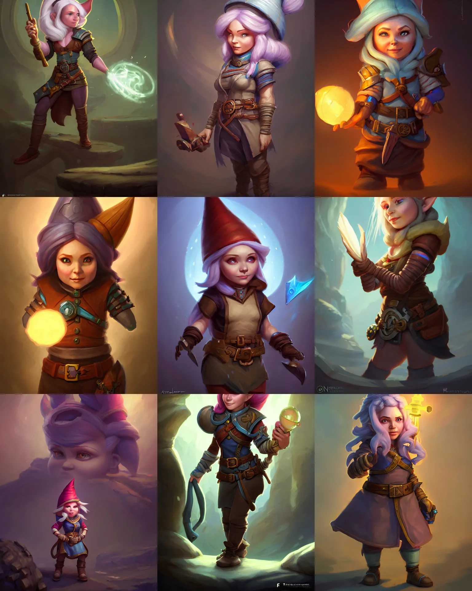 Prompt: female gnome artificer, young adult, youthful, petite, beautiful, without a hat, pretty hair, dnd character art portrait, matte fantasy painting, deviantart artstation, by jason felix by steve argyle by tyler jacobson by peter mohrbacher, cinema, ray tracing, global illumination, unreal engine 5