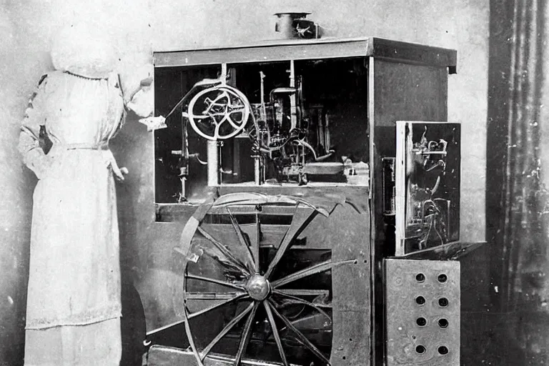 Image similar to a photograph of the first working time machine