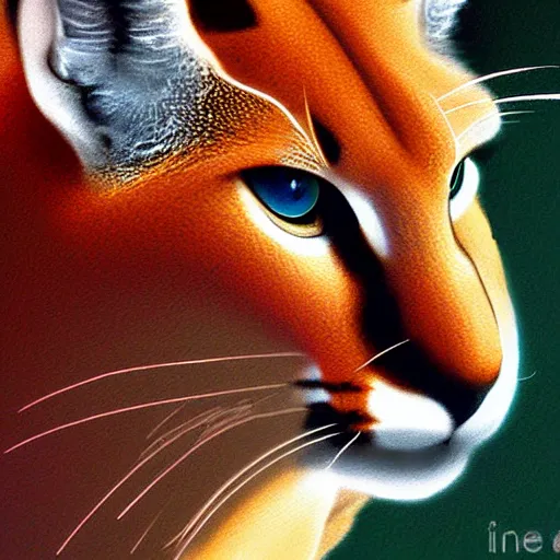 Image similar to caracal smoking a cigarette digital art