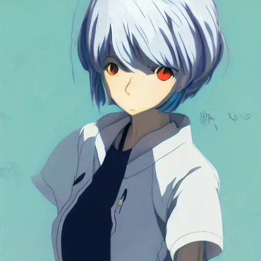 Image similar to a perfect anime concept art of Rei Ayanami, by Makoto Shinkai, at Pixiv