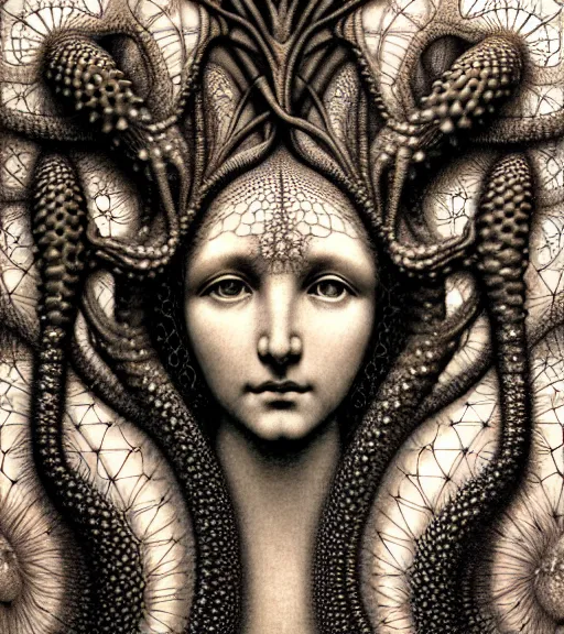 Image similar to detailed realistic beautiful cactus goddess face portrait by jean delville, gustave dore, iris van herpen and marco mazzoni, art forms of nature by ernst haeckel, art nouveau, symbolist, visionary, gothic, neo - gothic, pre - raphaelite, fractal lace, intricate alien botanicals, ai biodiversity, surreality, hyperdetailed ultrasharp octane render