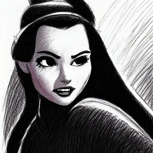 Image similar to milt kahl sketch of princess padme from star wars episode 3