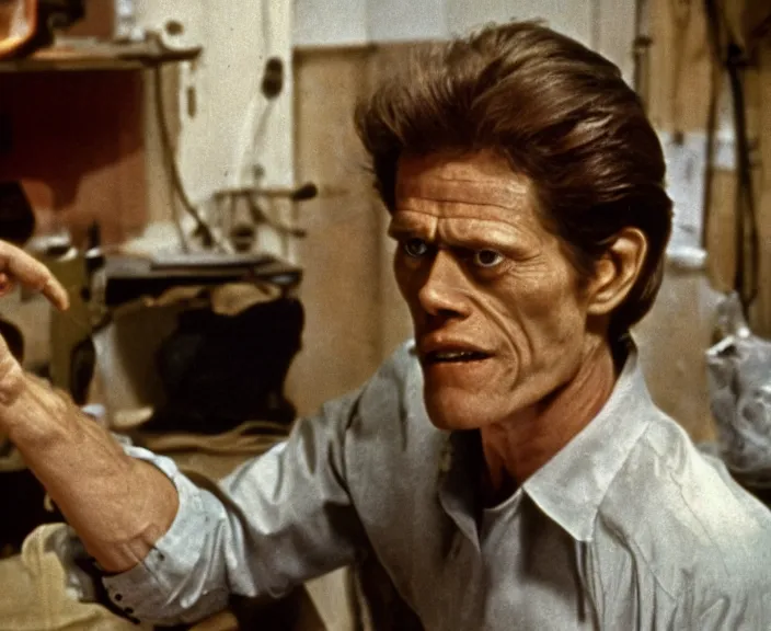 Image similar to a still of willem dafoe in squirm ( 1 9 7 6 ), 4 k, hi - res