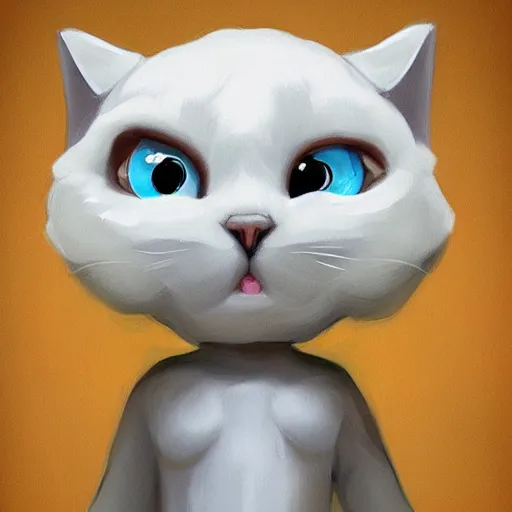 Prompt: portrait of a cute!! white anthropomorphic cat, concept art