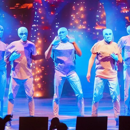 Image similar to the blue man group performing in the year 3 0 0 0, sci fi, epic