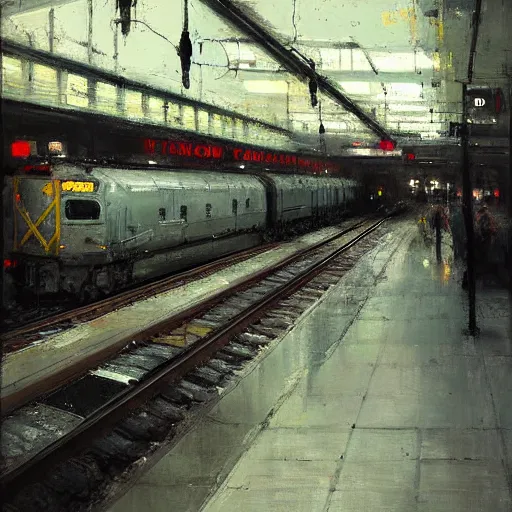 Image similar to toronto kipling station painting by jeremy mann