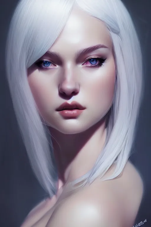 Image similar to teen girl, white hair, gorgeous, amazing, elegant, intricate, highly detailed, digital painting, artstation, concept art, sharp focus, illustration, art by Ross tran and kuvshinov