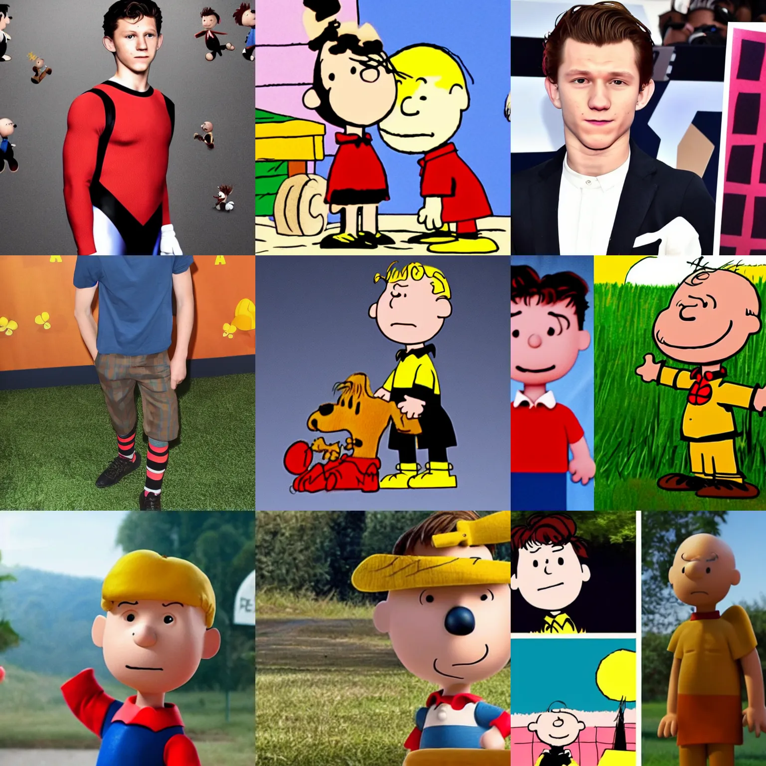 Prompt: tom holland as charlie brown